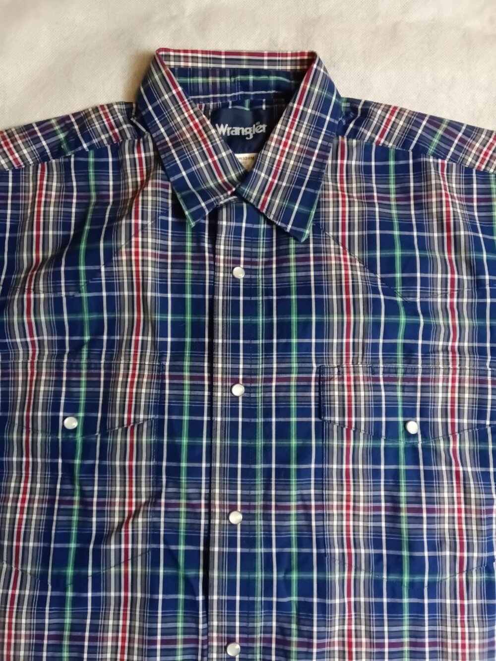 Wrangler Pearl Snap Western Shirt Mens L Plaid Cowboy Short Sleeves MWR324M